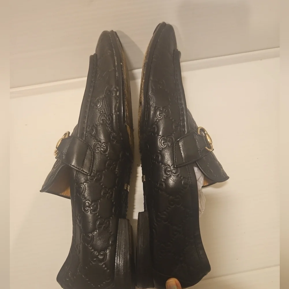 Gucci Tom Ford Era GG Monogram Black Embossed Leather Loafers Size 11.5 - Picture 7 of 14